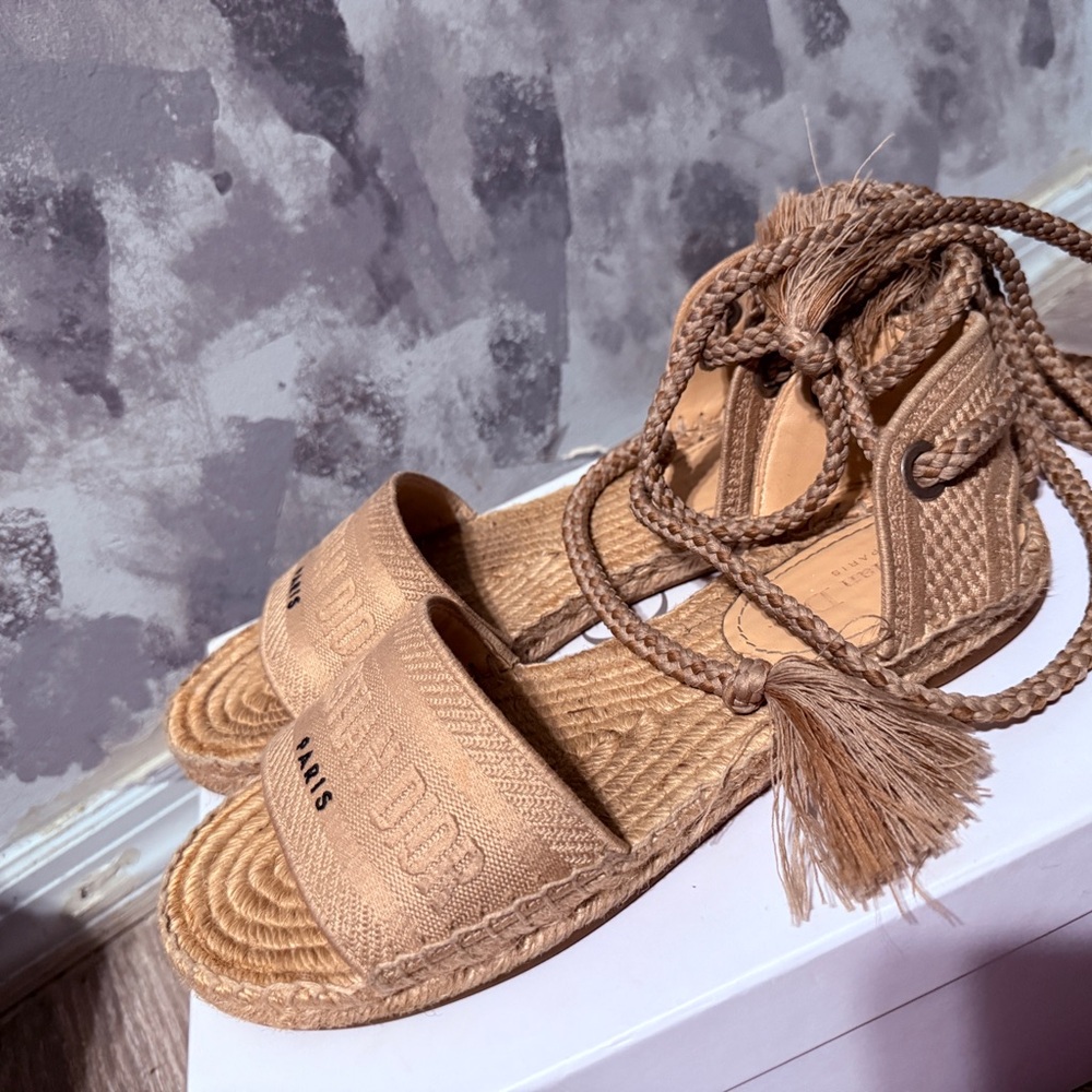 Dior Tan Espadrille Sandals